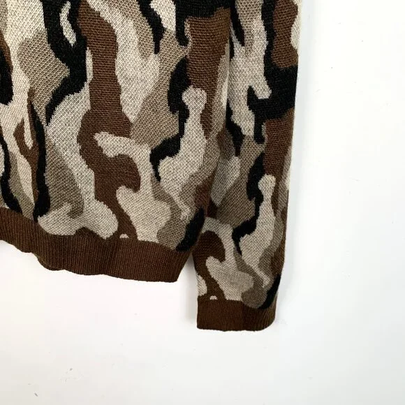 H13278 Moncler Camouflage Cotton Logo Patch Crewneck Long Sleeve Sweater Size XX